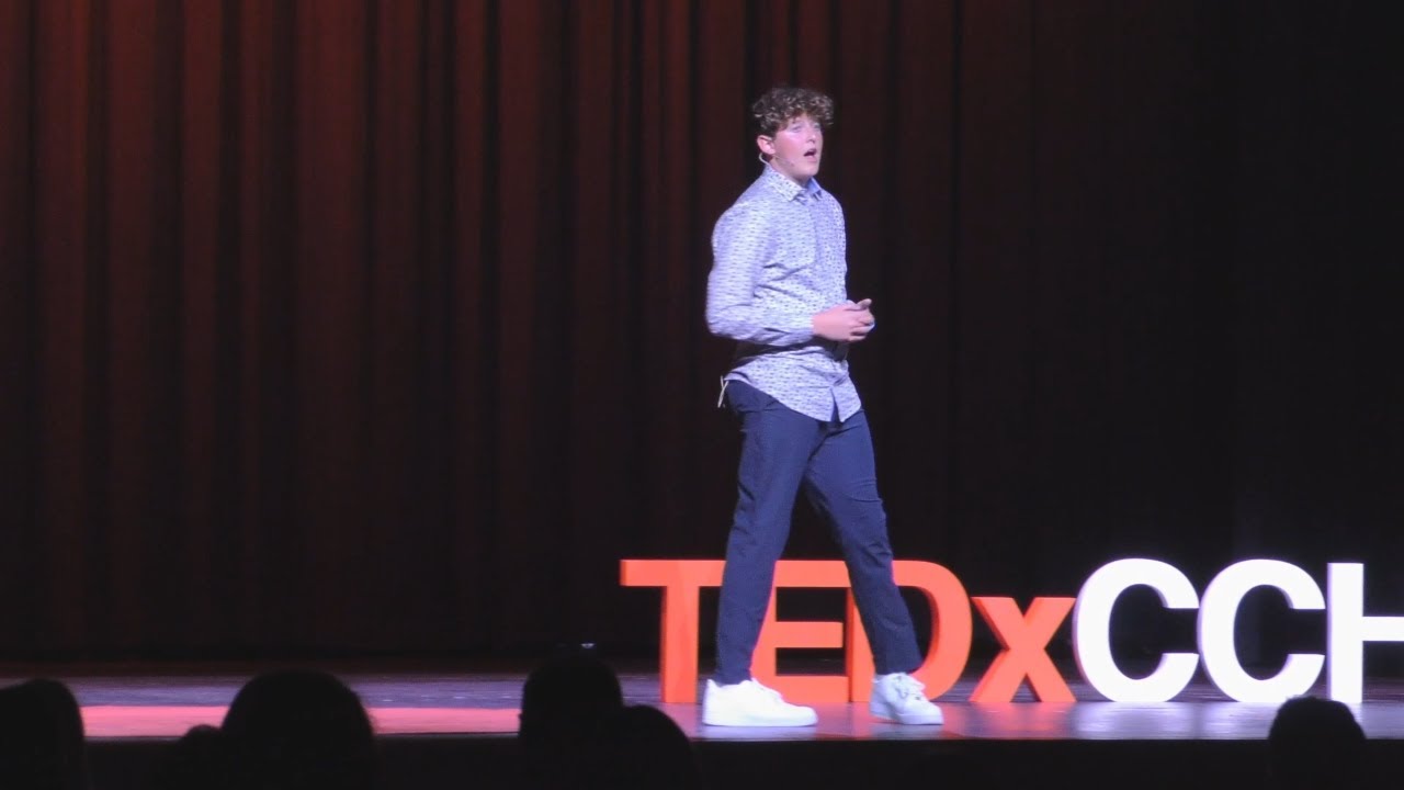 Pierce Millar speaking on the TEDxCCHS Youth stage